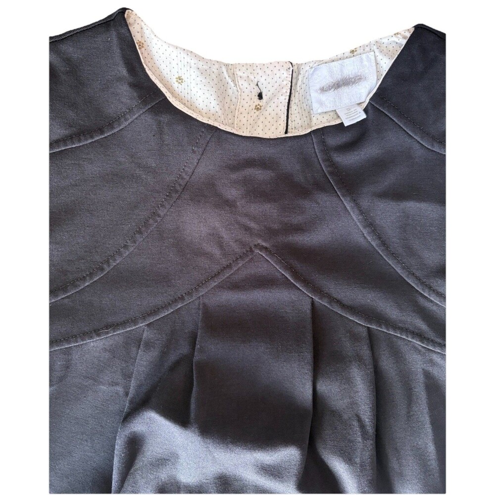 Deletta Anthropologie Black Dress S Small Ponte Knit Shift Pleated Detail Back - Picture 9 of 10